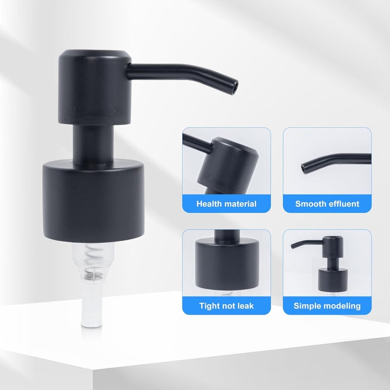 KAROGOGH Stainless Steel Soap Dispenser Pump, Modern Design, 2-Pack (Black) - Image 4